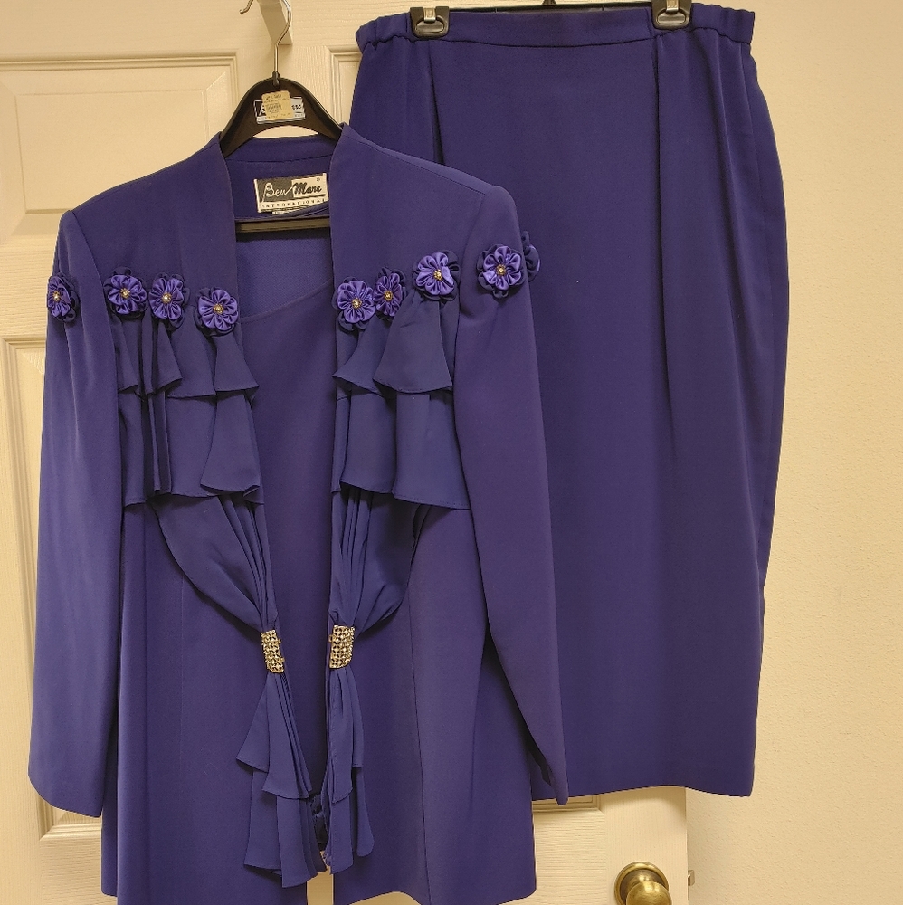 Ben Marc 3 PC Purple Embellished Suit